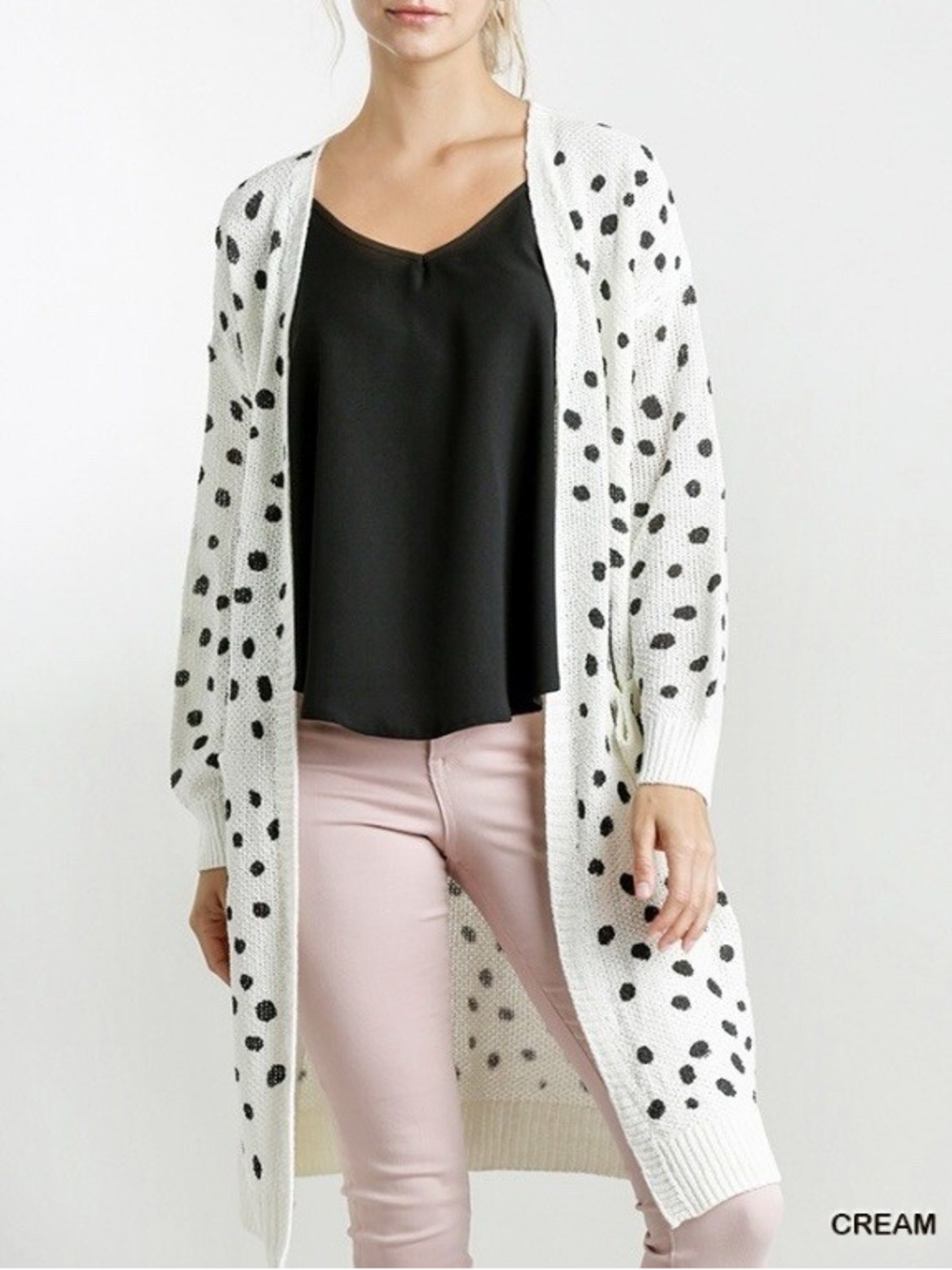 Umgee Long Polka Dot Cardigan Size Large
